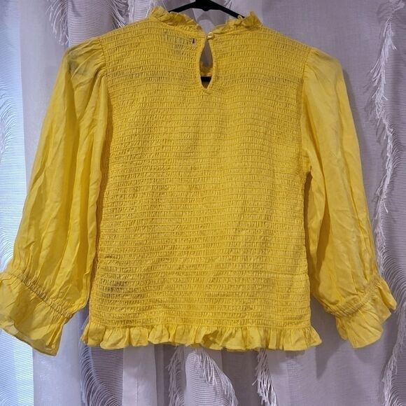 Bright Yellow Size Large Smocked Top - Picture 3 of 9